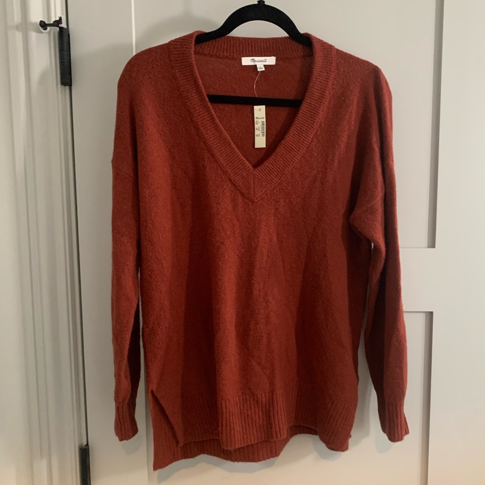 NWT Madewell Bartlett V-Neck Pullover Sweater in Coziest Yarn Sz S